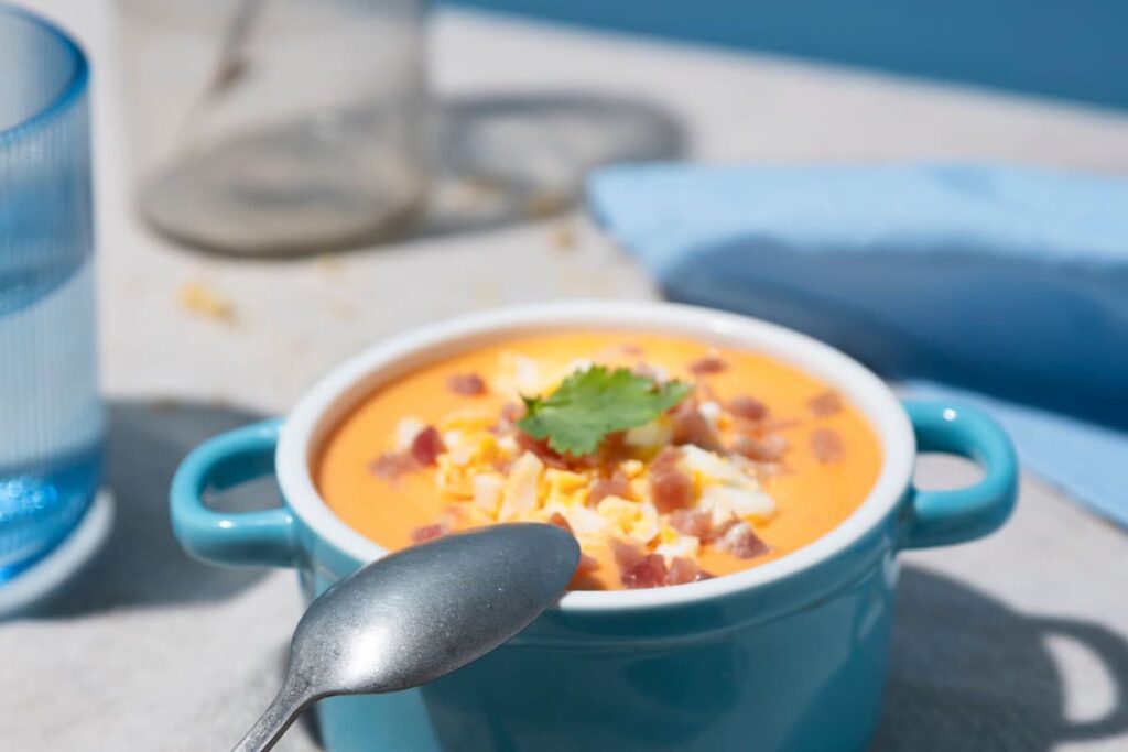 salmorejo jamón ibérico ideas comida para llevar a la piscina Beher